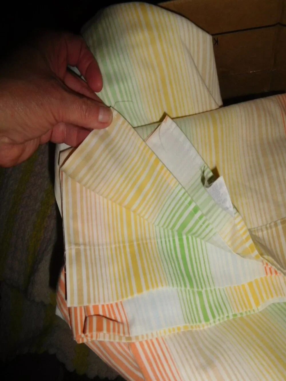 Vintage USA made Perma-Prest Full size top sheet rainbow stripes